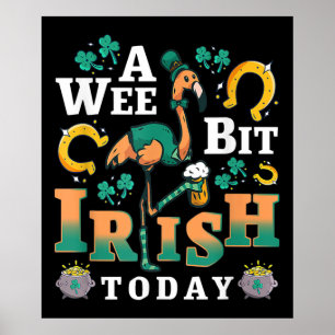 Póster Un poco irlandés hoy Flamingo Del Día De San Pat
