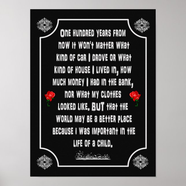 Póster Un poema de 100 años a partir de ahora (Frente)