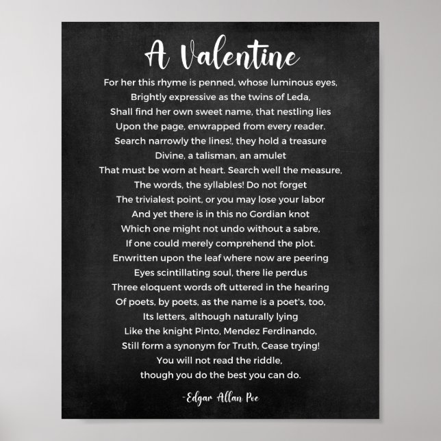 Póster Un poema de San Valentín Poster blanco y negro (Frente)