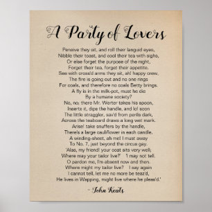 Póster Un poema de un Fiesta de amantes de John Keats Vin