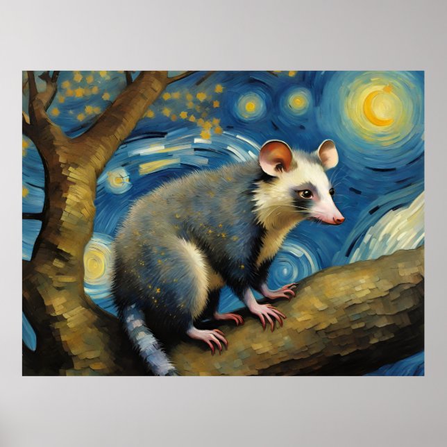 Póster Un possum en la noche estrellada (Frente)