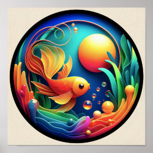 Póster Un poster abstracto de la naturaleza moderna