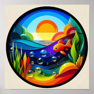 Póster Un poster abstracto de la naturaleza moderna