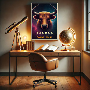Póster Un Poster cósmico de Taurus Bull Zodiac