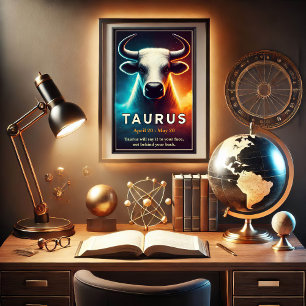 Póster Un Poster cósmico de Taurus Bull Zodiac