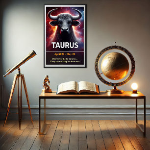 Póster Un Poster cósmico de Taurus Bull Zodiac
