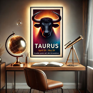 Póster Un Poster cósmico de Taurus Bull Zodiac