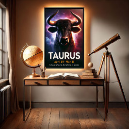Póster Un Poster cósmico de Taurus Bull Zodiac