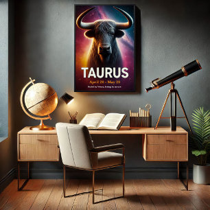 Póster Un Poster cósmico de Taurus Bull Zodiac