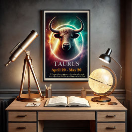 Póster Un Poster cósmico de Taurus Bull Zodiac