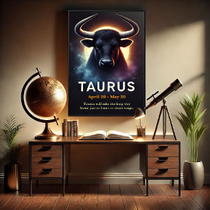 Póster Un Poster cósmico de Taurus Bull Zodiac