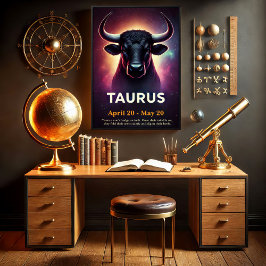 Póster Un Poster cósmico de Taurus Bull Zodiac