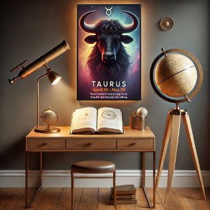 Póster Un Poster cósmico de Taurus Bull Zodiac
