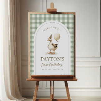 Póster Un Poster de señas de bienvenida del pato afortuna