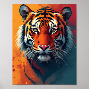 Póster Un poster de tigre retrato de cerca