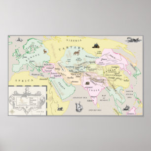 Póster Un poster del mapa de la seda y la canción