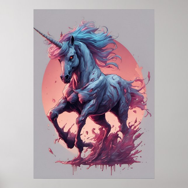 Póster Un Poster zombie unicornio (Frente)