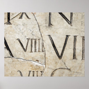 Póster Un primer plano de las antiguas letras romanas sob