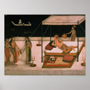 Póster Un príncipe mogol recibiendo a una dama de noche