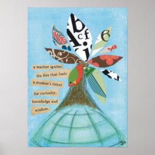 Póster Un profesor enciende al poster del incendio