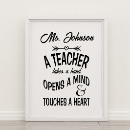 Póster Un profesor toma una mano, abre una mente