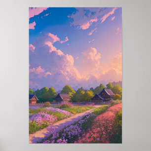 Póster Un pueblo rural japonés