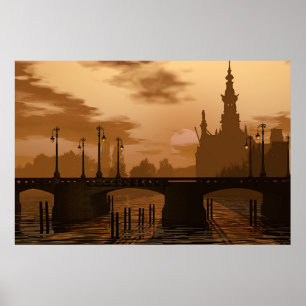 Póster Un puente en Amsterdam