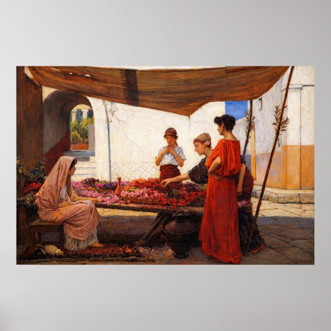Póster Un puesto de flores de John William Waterhouse (Frente)