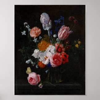Póster Un ramo de flores en un jarrón de cristal