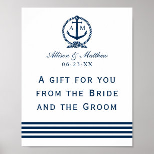 Póster Un regalo para tu Rótulo de la boda náutica