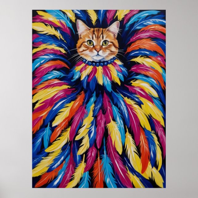 Póster Un retrato colorido de un gato (Frente)