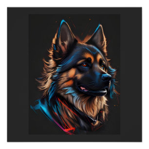 Póster Un retrato de un perro pastor alemán
