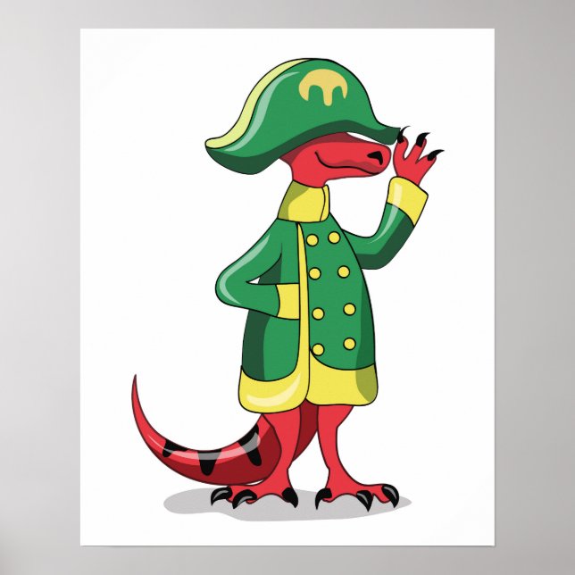Póster Un Rex De Tyrannosaur Personalizado Vestido Como N (Frente)