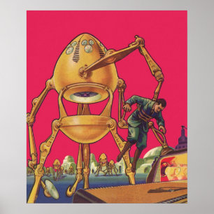 Póster Un robot de ciencia ficción vintage Alien captura 