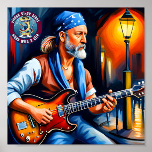 Póster Un Rocker de Blues en la esquina de la calle