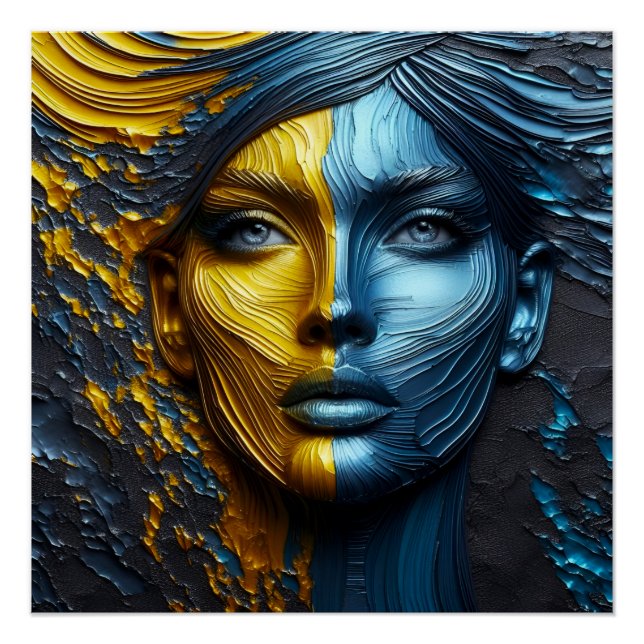 Póster Un rostro abstracto 1 - Arte Grabado en relieve (Anverso)