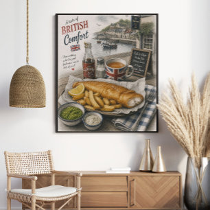 Póster Un Sabor a la Comodidad Británica Pescado Tradic