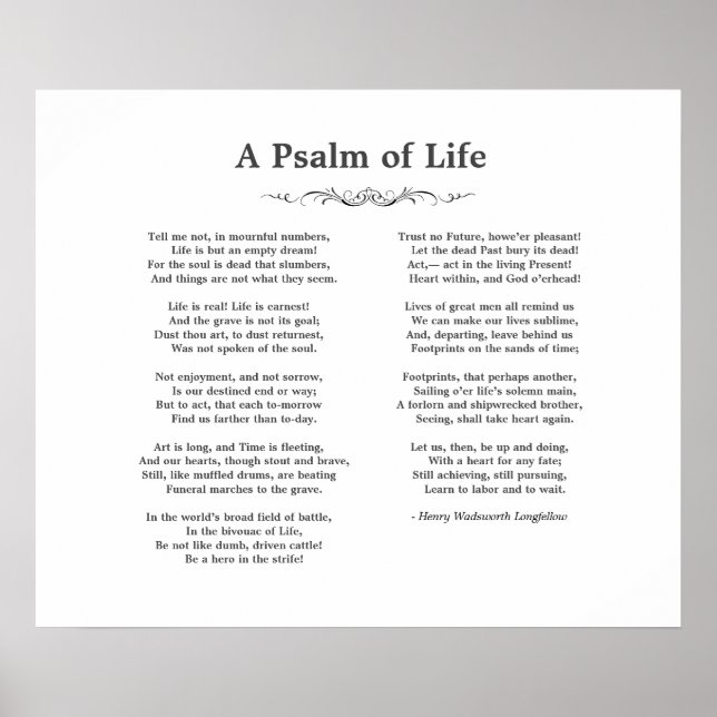 Póster Un salmo del poema de Life Longfellow (Frente)