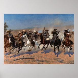 Póster Un salto para la madera por Frederic Remington