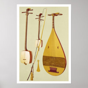 Póster Un shamisen, un kokyu y un biwa, japonés, de 'MU