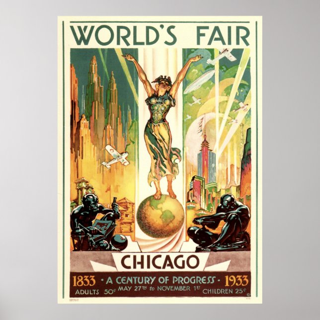 Póster Un siglo de progreso - Feria Mundial de Chicago de (Frente)