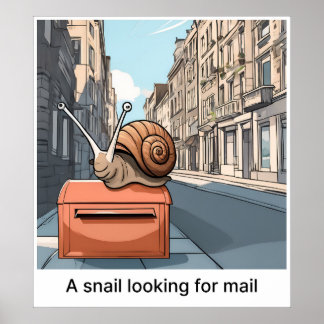 Póster Un Snail Buscando Correo Electrónico - Imprimir
