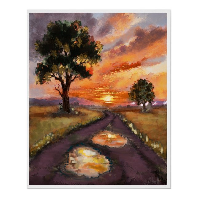 Póster Un soir de pluie soleil couchant. (Anverso)