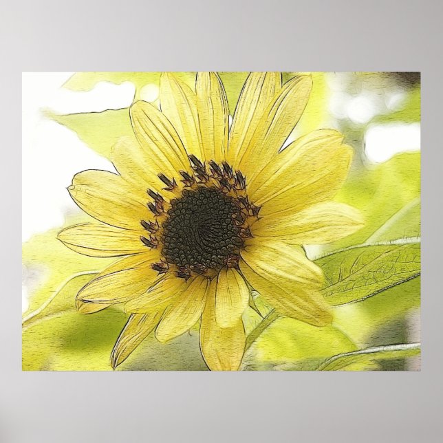 Póster Un solo girasol amarillo limón (Frente)