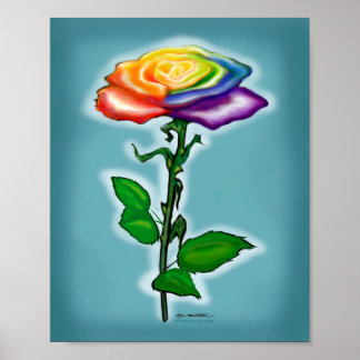 Póster Un solo Rosa arcoiris