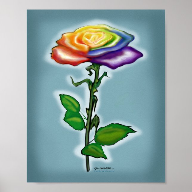 Póster Un solo Rosa arcoiris (Frente)