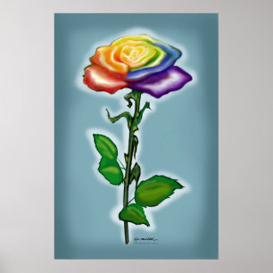 Póster Un solo Rosa arcoiris