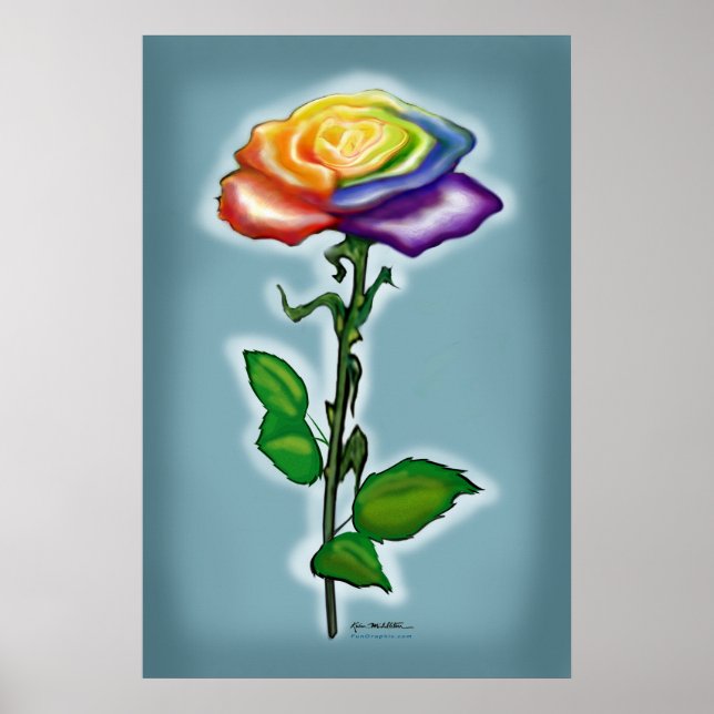 Póster Un solo Rosa arcoiris (Frente)