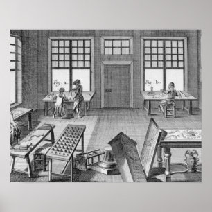 Póster Un taller de muebles dentro de la capa, del 'Encyo