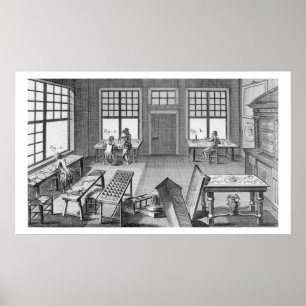 Póster Un taller de muebles dentro de la capa, del 'Encyo
